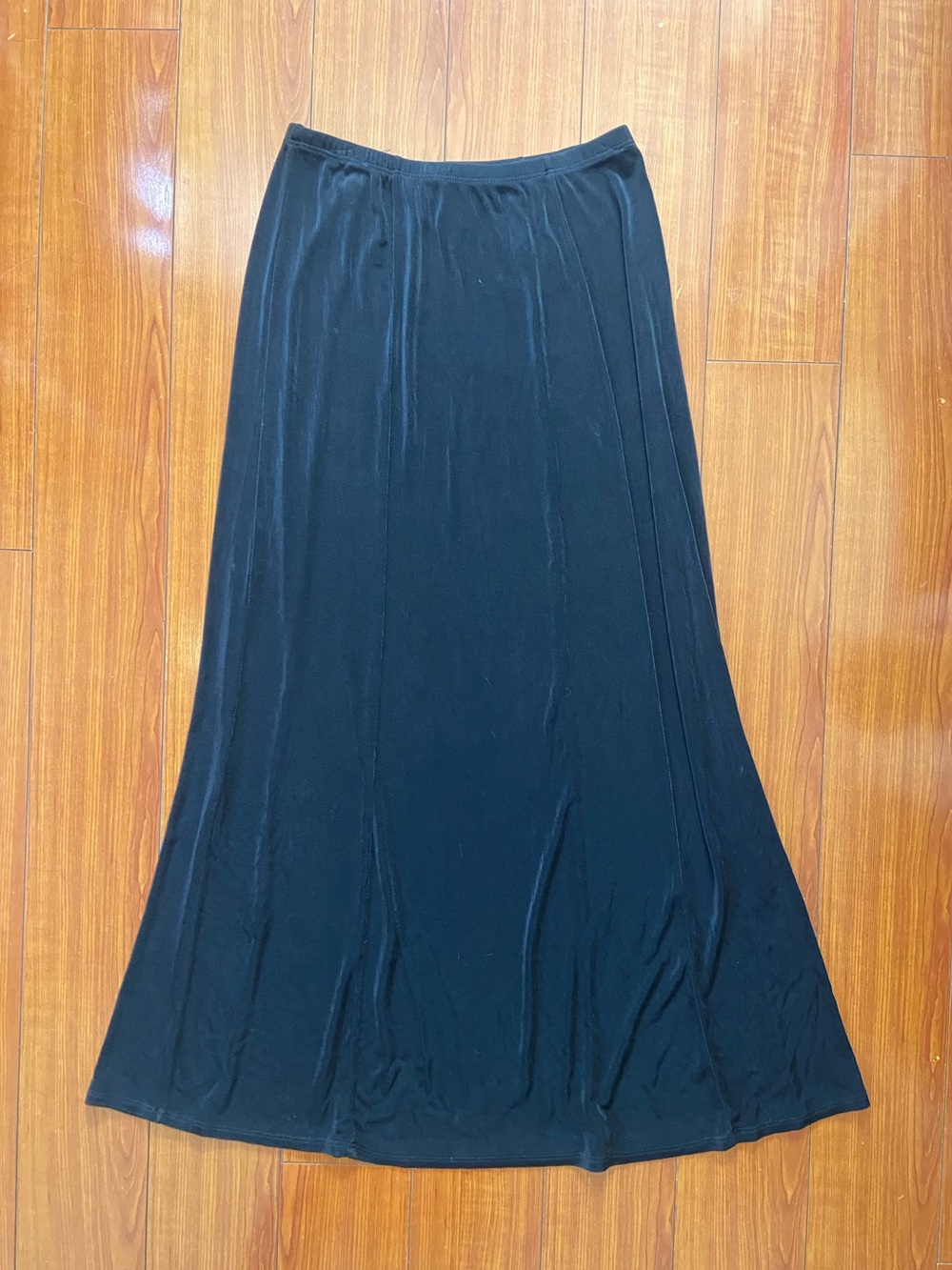 Classic Slinky Black Maxi Skirt with Flared Hem